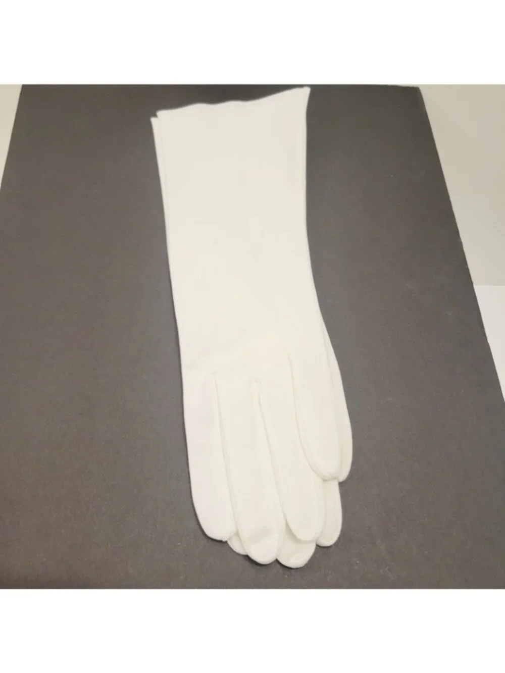 VTG 50s Miss Aris Wrist Pinup Ladies Soft White Cotton Gloves Sz 7